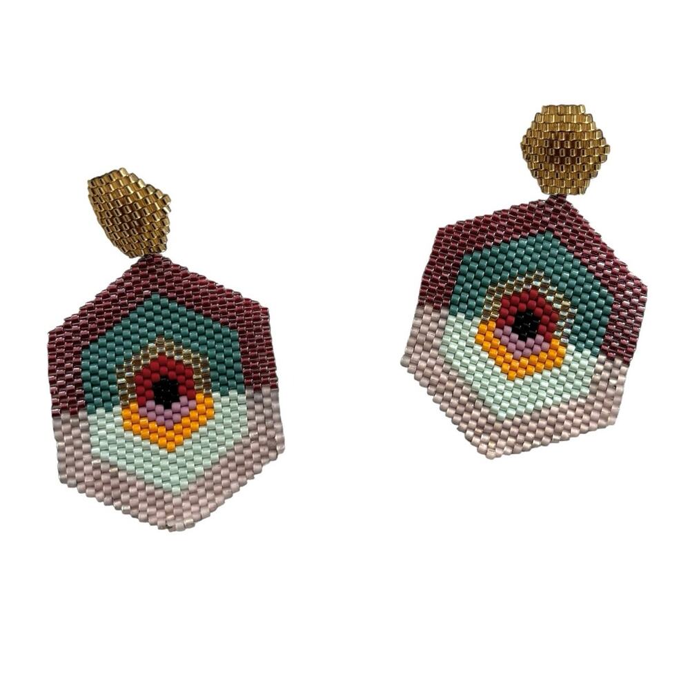 HANDMADE ARTISAN BEADED EARRINGS BOHO STYLE